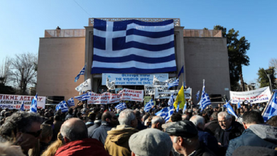 صورة احتجاجات في الجزر اليونانية ضد اللاجئين