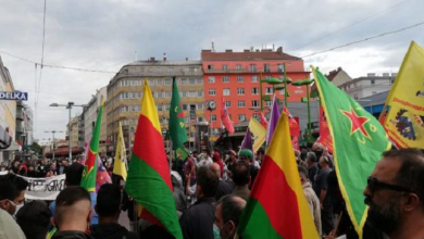 صورة أتراك يهاجمون مظاهرة للأكراد في فيينا