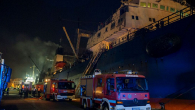 صورة قتلى وجرحى إثر حريق على سفينة روسية في إسبانيا