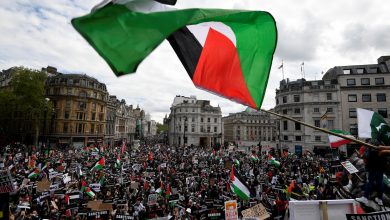 صورة دعما للفلسطينيين.. آلاف المحتجين يتظاهرون في لندن وباريس