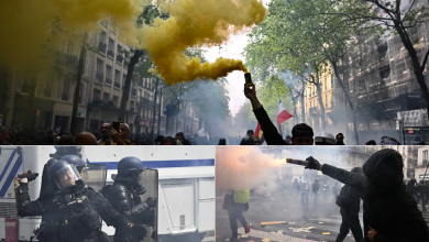 صورة اشتباكات واعتقالات خلال مظاهرات احتجاجية في عيد العمال بفرنسا
