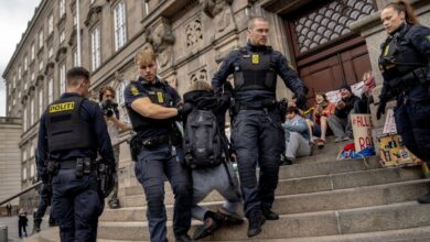 صورة الشرطة الدنماركية تعتقل عشرات المتظاهرين المؤيدين لفلسطين