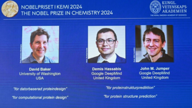 صورة نوبل للكيمياء تذهب لـ 3 علماء لتطوير تقنيات تعتمد على الذكاء الاصطناعي